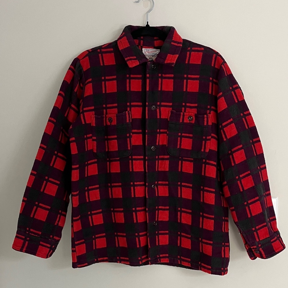 Champion Red and Black Checkered Men's Shirt Jacket